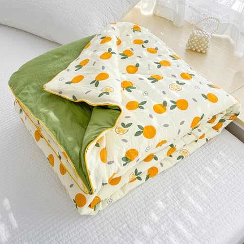 Odot Coverless Duvet 2.5 Tog for Single Double King Size, Summer Coverless Duvet 250 Count No Cover Needed Lightweight Breathable Soft Cosy Cold Quilt Blanket (Orange Citrus,150x200cm) — image 1
