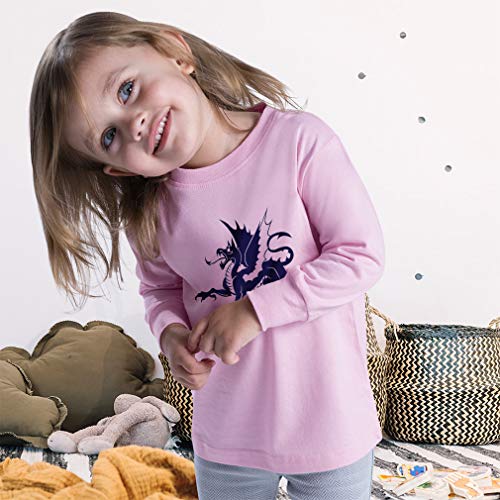 Kids Long Sleeve T Shirt Dragon Cotton Boy & Girl Clothes Funny Graphic Tee Light Blue Design Only 5 6T3