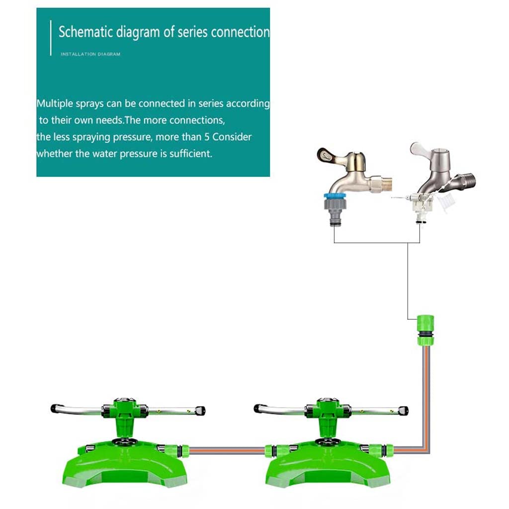 WZX Irrigatore da Giardino per impieghi gravosi, irrigatore da Giardino Regolabile a 360 Gradi, 2 Braccia, spruzzatore Durevole per Piante, Facile connessione del Tubo