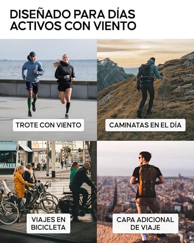 Cortavientos para hombre con capucha impermeable ligera y puños elásticos running 4