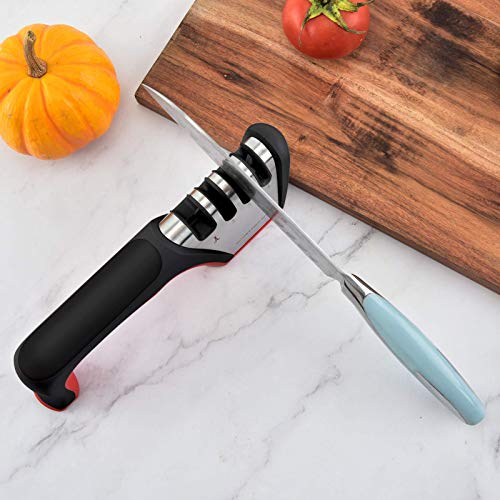 Mueller Original Premium Knife Sharpener, Heavy Duty 4-Stage Diamond Really Works for Ceramic and Steel Knives, Scissors. Easily Restores Dull to Sharp