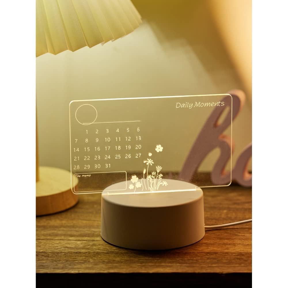 RIVOM 3D Acrylic Writing Pad with Pen Message Board Rewritable Table Lamp for Study Led Light Office Home Decor Gift (Pack of 1 Multicolor)
