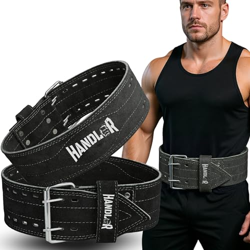 Image of Handler 100 percent all Leather Powerlifting Gym Belt- 5.5 mm | Weight Lifting Belt for Heavy Workout for Men & Women | Professional Heavy Weight Lifting (Black, X-Large)
