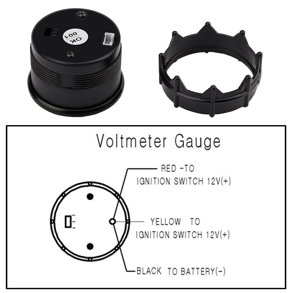 ETOPARS Universelle Voiture Jauge de Tension 2 Pouces 52mm Voltmètre Jauge Numérique Tension Manometre Bleu Lumière Indicateur Voltmètre Testeur Instruments Volt