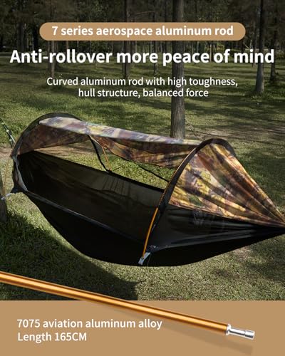Image of Camping Hammock Tent with Mosquito Net and Sunshade, Extra Large for 2 Person, Lightweight Hanging Hammocks Tree Straps, Bivvy Ground Tent for Outside, Hiking, and Travel