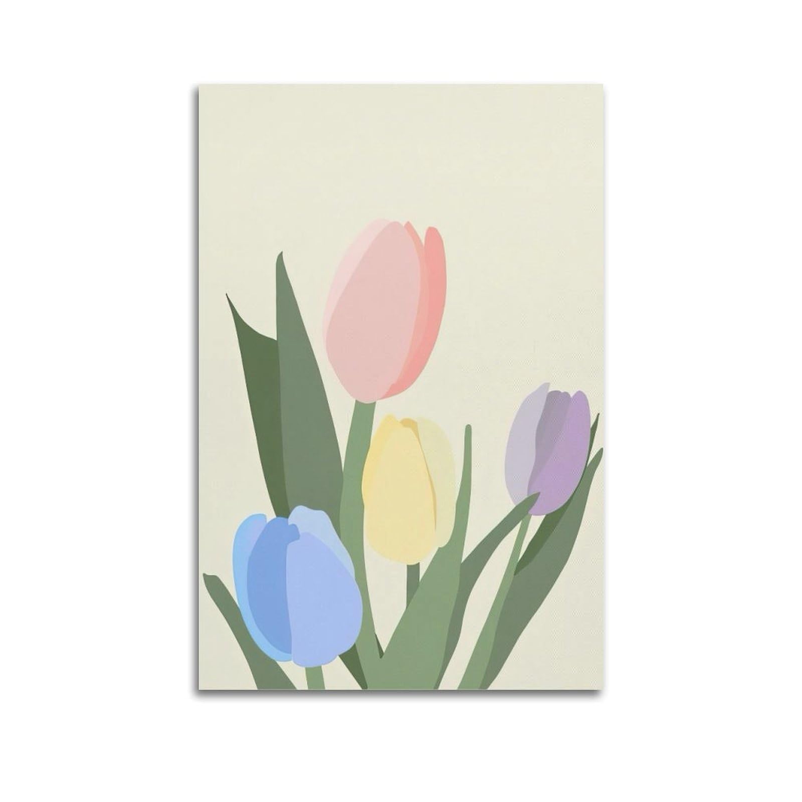 DLJGDS Simple Plant Poster Illustration Tulip Decorative Painting Canvas Wall Posters And Modern Family Bedroom Decor 24x36inch(60x90cm)