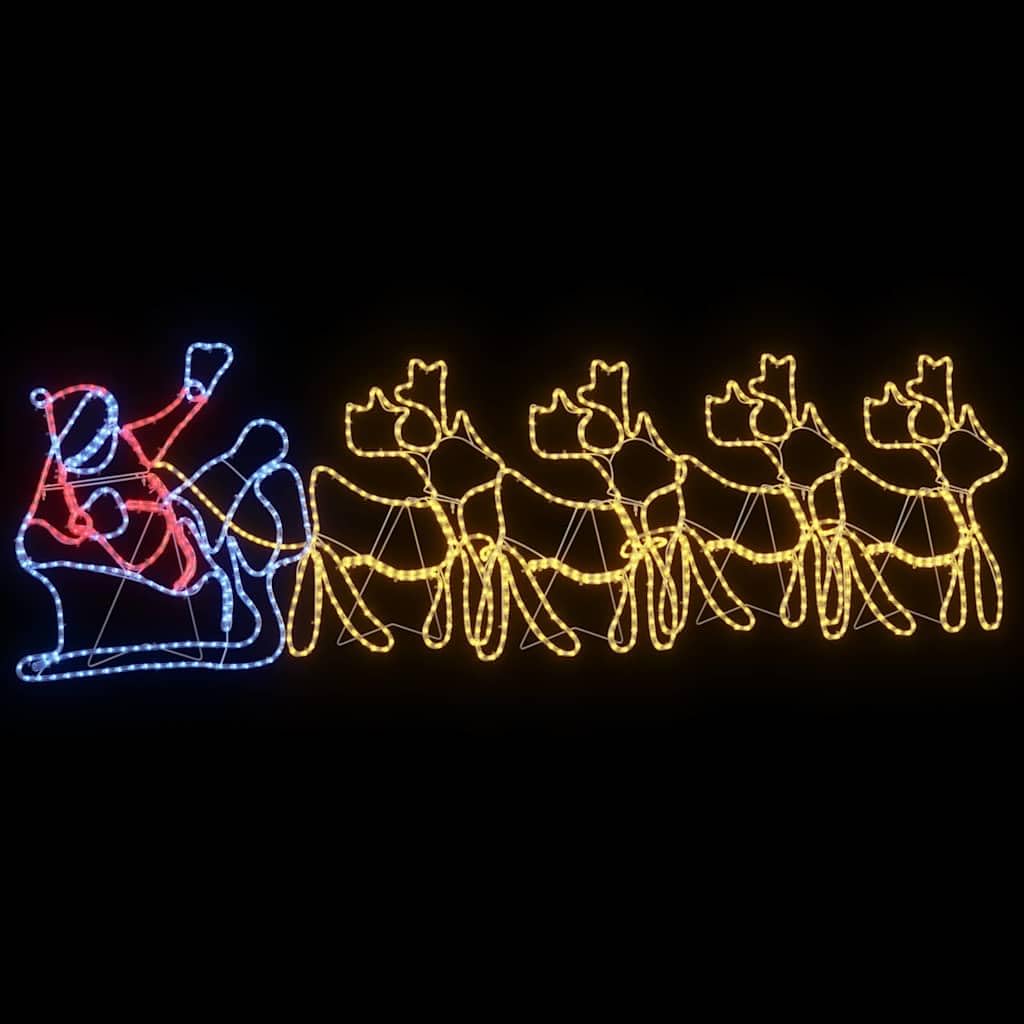 Weihnachtsdekoration mit 1224 LEDs, Mehrfarbig, 69 x 79 cm PVC, wetterbeständig, für Innen und Außen, mit Rentier und Santa Schlitten, festlicher Baumschmuck und Wohnzimmerschmuck zur