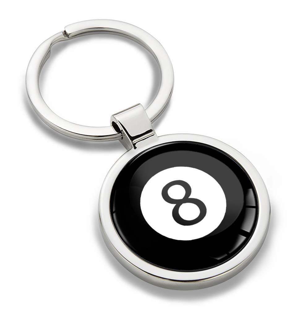 Biomar Labs Unisex Billiard Ball Number 8 Emblem Kk 198 Metal Keyring With 3D Domed Sticker Key Chain Men Women Kk