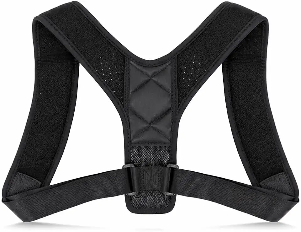 Corretor Postural Unissex, Alinhamento de Ombro e Coluna, Preto, Poliéster e Neoprene, Ajustável do P ao G