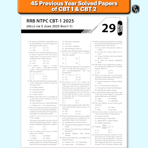 Image of PW RRB NTPC Book 2026 - 45 Previous Year Solved Papers CBT 1 & CBT 2 (2016-2025) | Graduate Level PYQ Question Bank | 7 Online Mock Tests | English Medium [Paperback]