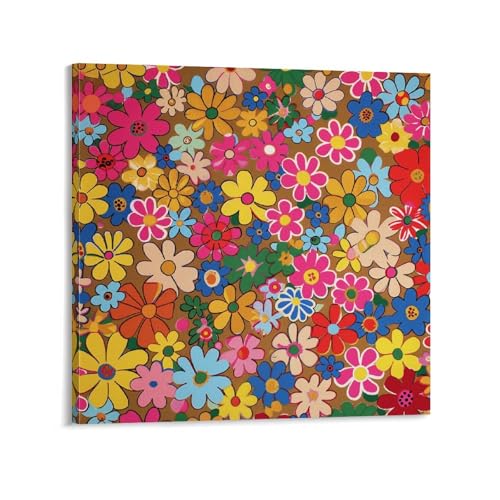 Toile florale moderne 60x60 cm pour raviver un mur blanc ou un bureau terne