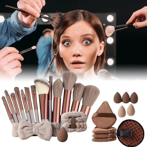 Juego de 33 brochas de maquillaje, kit de herramientas de maquillaje, kit de brochas cosméticas, con cerdas suaves y suaves, diseño portátil y fácil de viajar, para mujeres - imagen 6