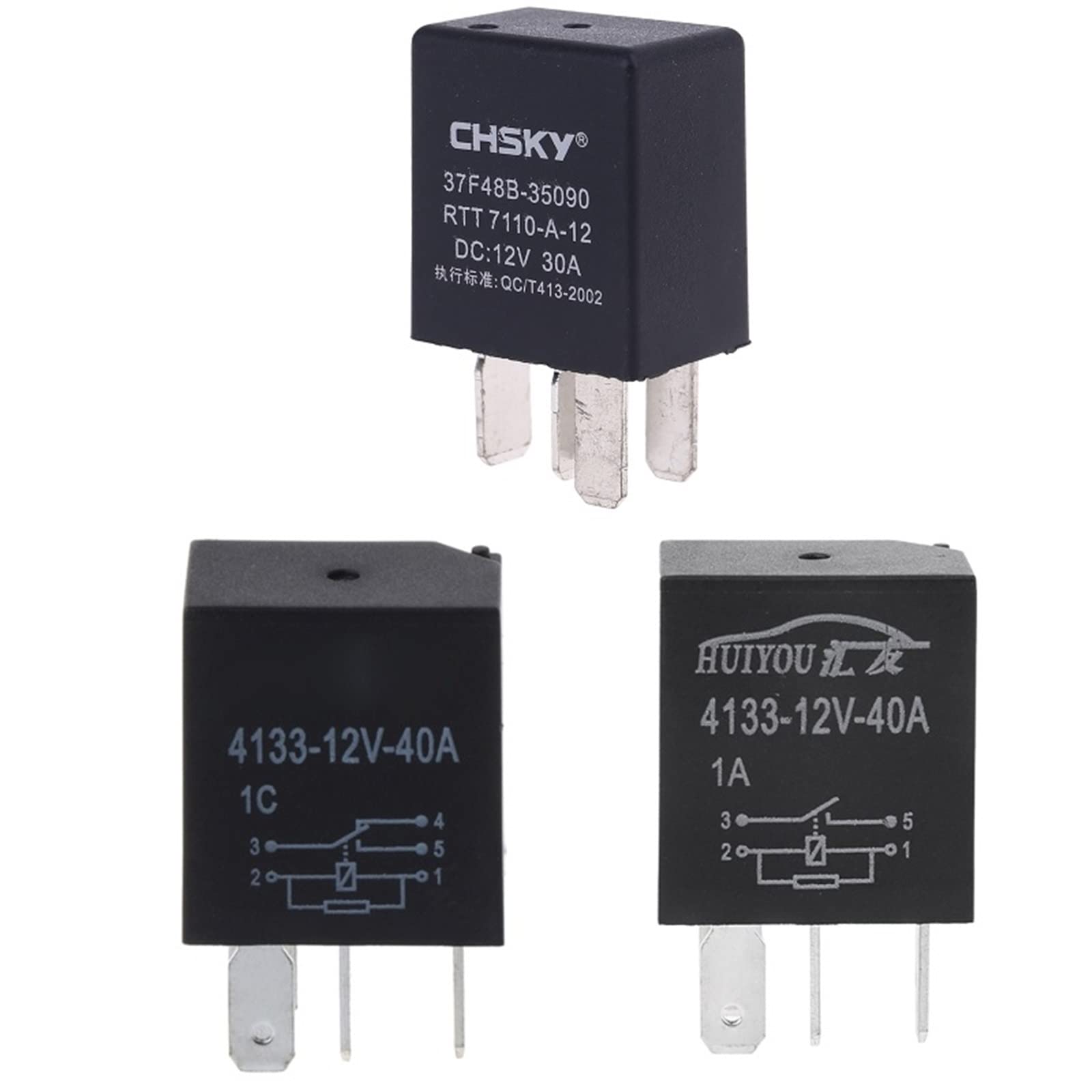 AERBNYEQP 1Pcs DC 12V 40A Automotive Relay Socket 4 Pin Electronic for Car