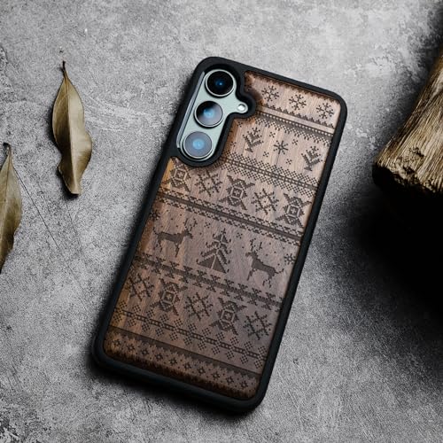 Étui bois Samsung S23 FE motif cerf de Noël, une idée cadeau idéale