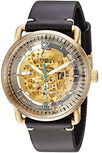Commuter Automatic Black Leather Watch 