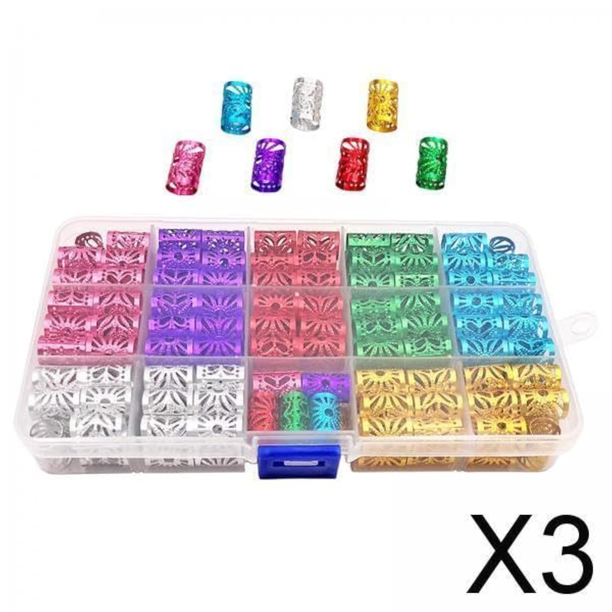 3x170Pcs Dreadlock Hair Beads Cuff Hair Styling