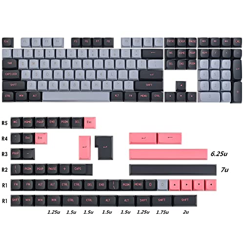 Image of Owpkeenthy 8008 Keycaps Doubleshot PBT 160-Key CSA Profile with 6.25u 7u Spacebar for 75% Percent US /ISO Layout Mechanical Gaming Keyboard (CSA /8008)