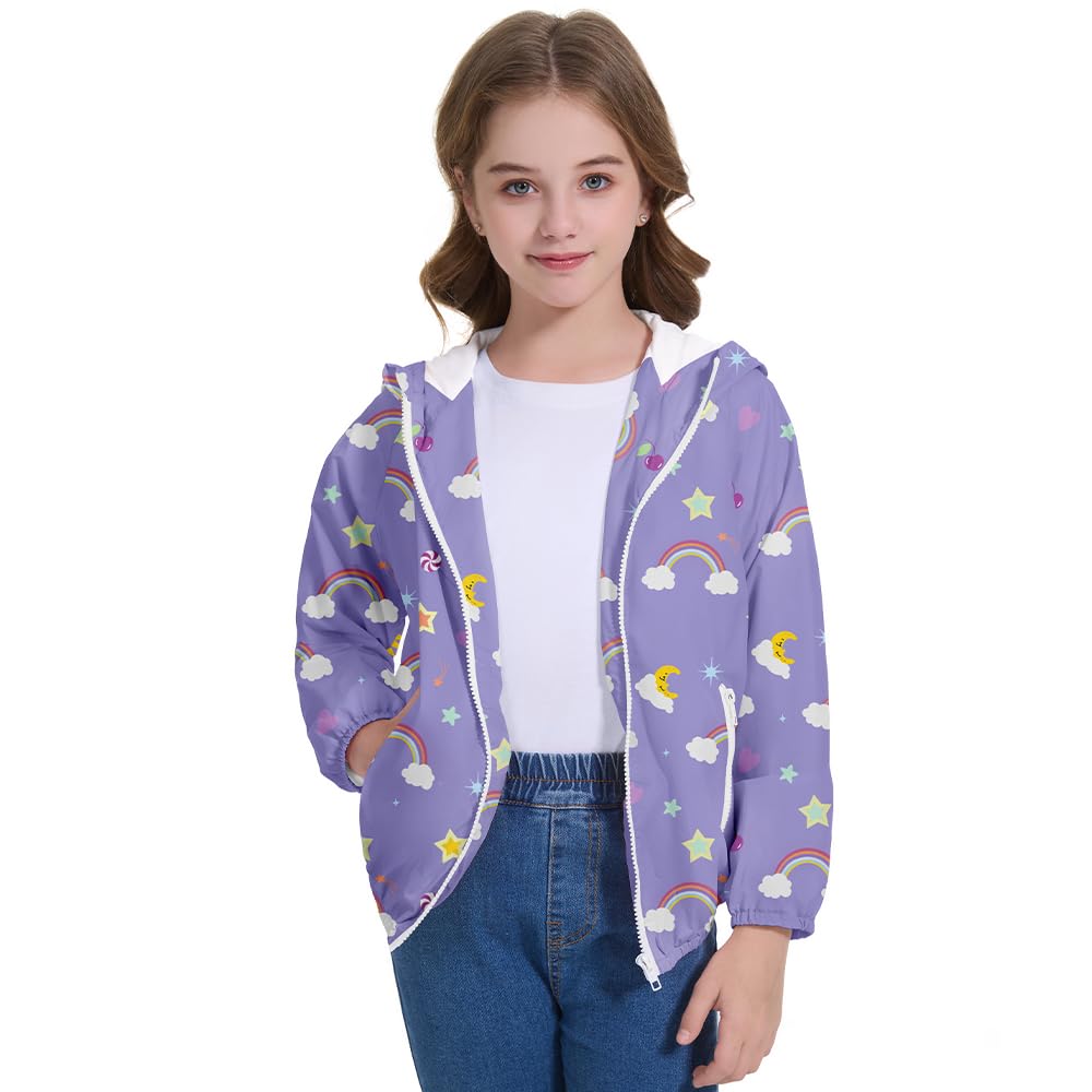 American Trends Chubasquero ligero impermeable para niñas, chaqueta cortavientos, talla 4-10 años