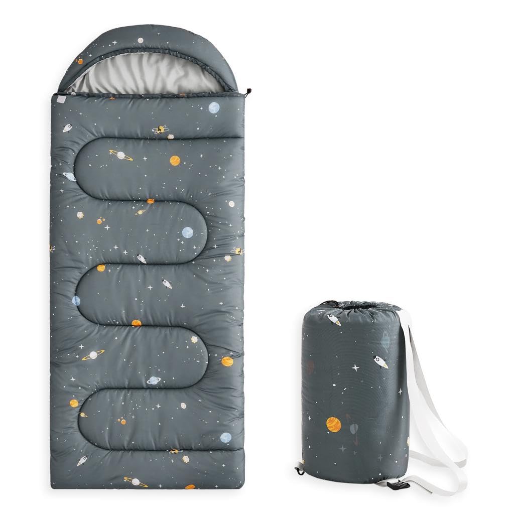 Wake In Cloud - Kids Sleeping Bag for Boys Toddlers Camping in Warm Cold Weather Backpacking Lightweight Compact