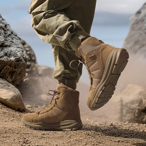 NORTIV 8 NORTIV 8 Men's Waterproof Lightweight Military Tactical Work Boots Outdoor Hiking Combat Motorcycle Boots,Size 13,Waterproof-Brown,SNMT222M