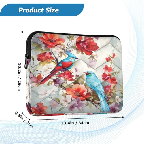 Funda para portátil 13-14 pulgadas flores y pájaros impermeable miniatura 3