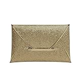 YETONADO Borsa da sera da donna in tinta unita di lusso lucido pochette paillettes borsa da sera elegante bling pochette da donna borsa da sposa, Oro, Taglia unica