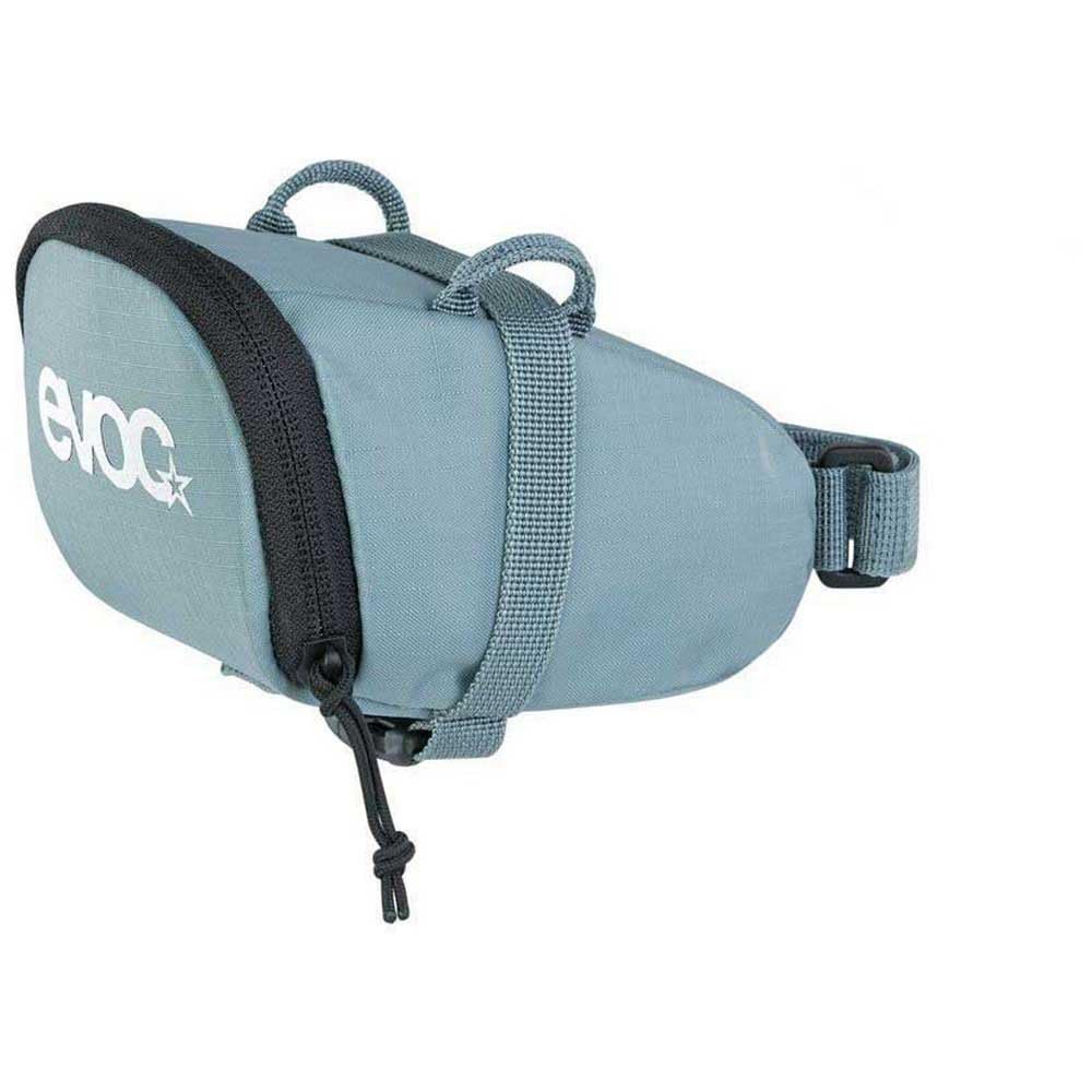 EVOC SEAT Bag Saddle Bag for Compact Storage Under the seat (0.5l Capacity, Extremely Light, Quick Assembly Thanks to Buckles, Reflective Logo, Size M), Steel Grey