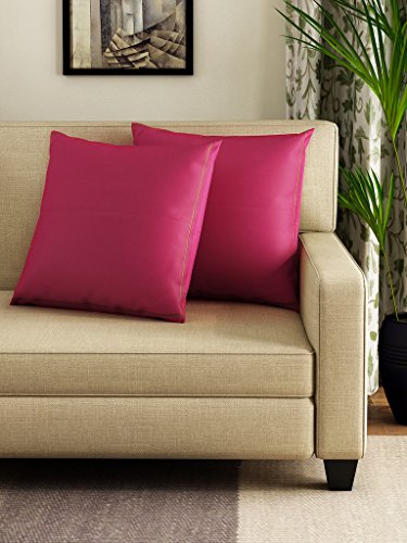 Image of Swayam Set of 2 Solid Cotton Red Cushion Cover | 24 x 24 Inch | Soft Breathable Fabric with Hidden Zipper | Decorative & Stylish Cushion Covers for Sofa, Living Room, Bedroom & Couch
