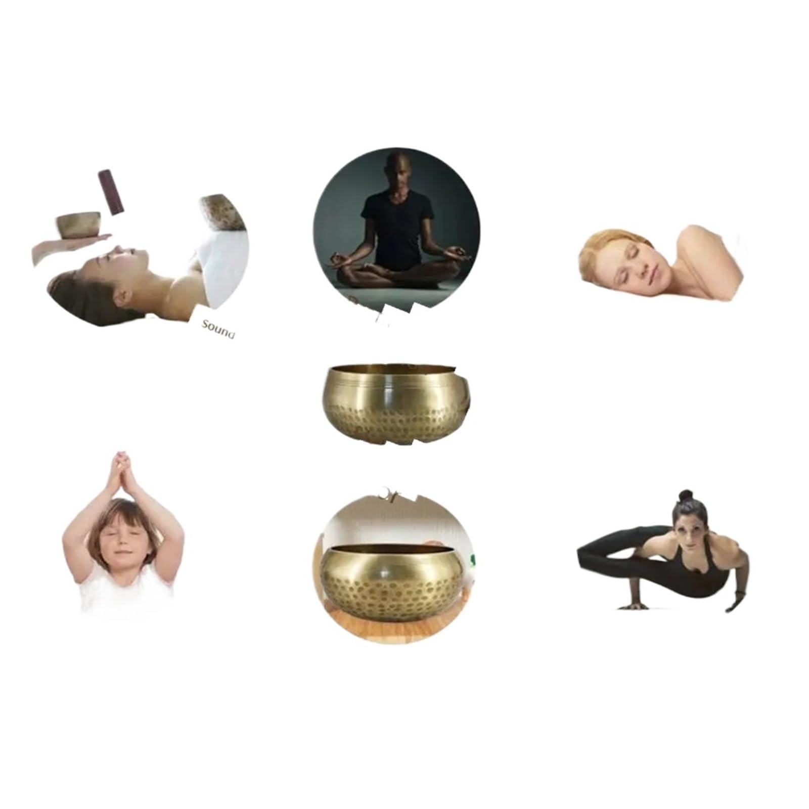 Ensemble de bols chantants Ensemble de bols chantants Bouddha Bol sonore en métal multi-tailles Coussin doux Soulagement du stress(8.5cm)