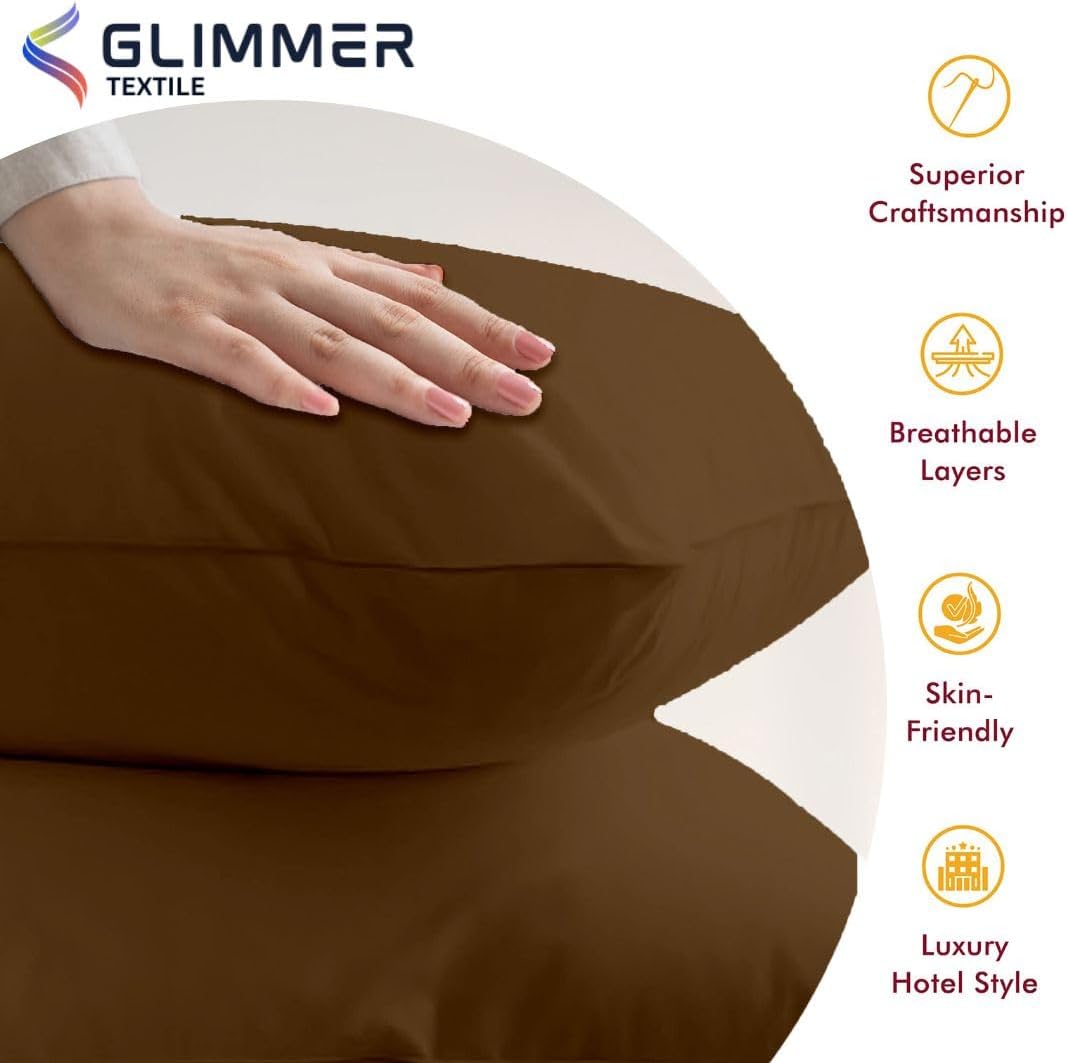Organic Cotton 1000 Thread Count| 2pc Pillow Cases| Envelope Closure| King Size (20"x36")| Skin & Hair Friendly| Wrinkle Free| Easy to wash| Very Soft| Chocolate