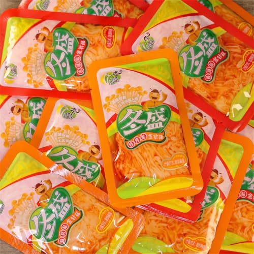 Mckona - Scharfe Goldpilze 350g (10 Packungen) – Verzehrfertige Enoki-Pilz-Snacks, Vegan