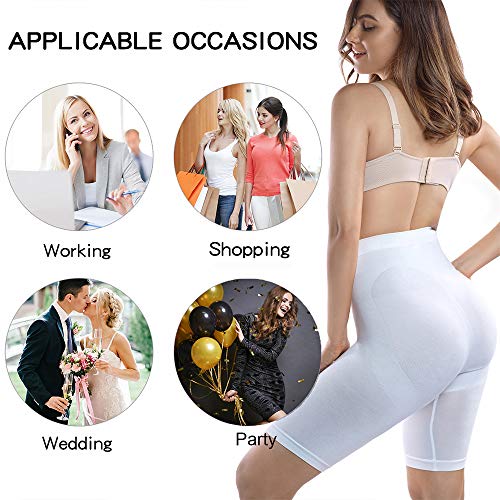 +MD Women's Breathable Boy Short Panties Seamless High Waist Boxer Brief Panties Comfortable Bamboo Shorts White XXXL - Thumbnail 7