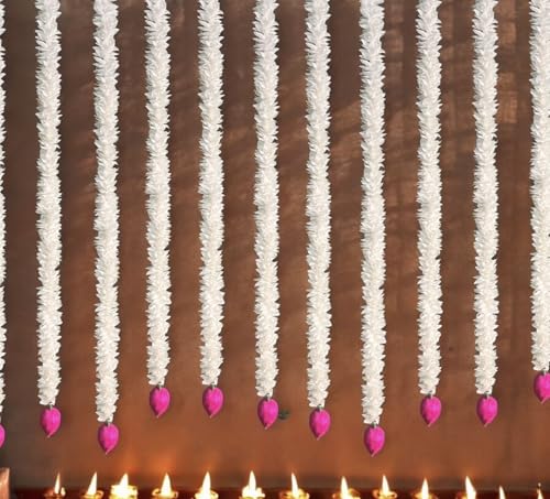 Image of Rajasthan Kraft Artificial Gajra Hanging with Lotus Design Pack of 7 | 39 Inch Long Traditional Festival & Wedding Home Dcor for Diwali, Makar Sankranti, Pooja & Griha Pravesh(RK-GJ4-7N FBA)