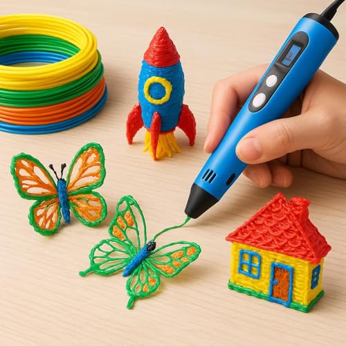 Image of MiniExplorer 3D Pen with Adapter| 3D Pen for Kids| 3D Pen with 3 * 1.75MM PLA Filaments 10m Each| 3D Printing Pen | 3D Pen Set with PLA Filament Included - Ready to Create
