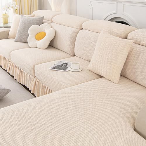 Revêtement de canapé élastique en velours avec housses de coussin lavables angle L