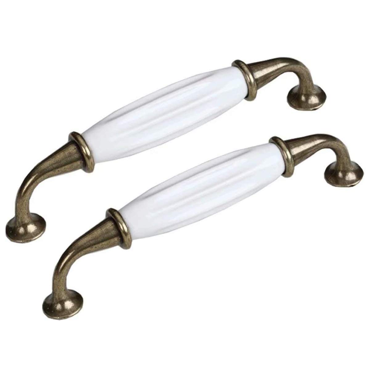 Creatwls Kitchen Cupboard Handle Cabinet Furniture Handles Classic White Ceramic Wardrobe Door Pulls Dresser Drawer Handles 96mm /128mm - 2pcs