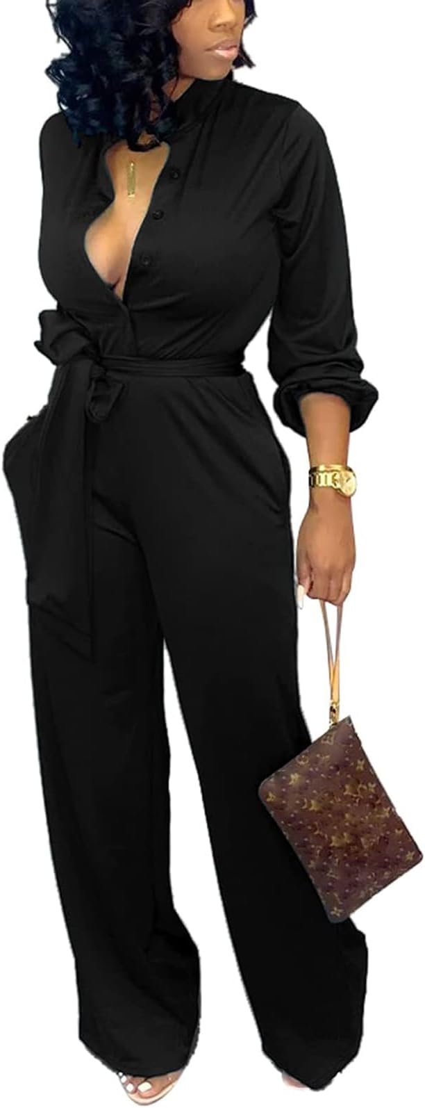Formal Jumpsuits for Women Dressy Long Straight Pants with Pockets