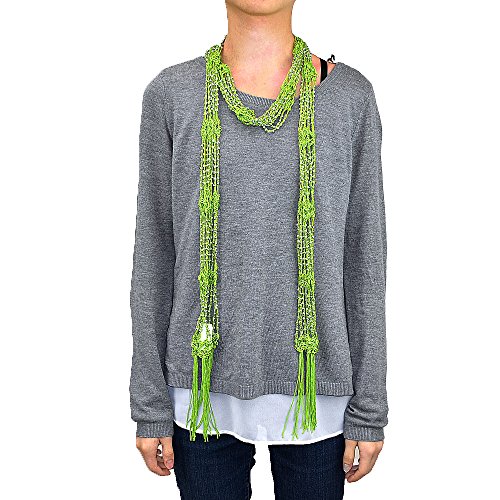 Crocheted Beads Bling Scarf with Fringe