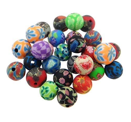 Perles FIMO Polymer Clay rond 8 mm Multicolore ton perle perles Fimo Chaîne R384