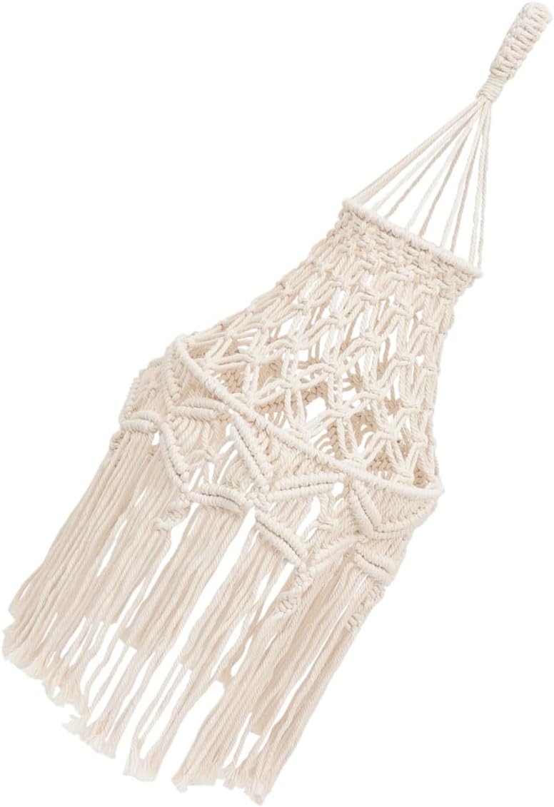 Amosfun 1pc Handmade Bohemian Woven Lamp Shade Polyester Tassel Hanging Cover for Ceiling Lights Decor Stylish Lighting Accessory