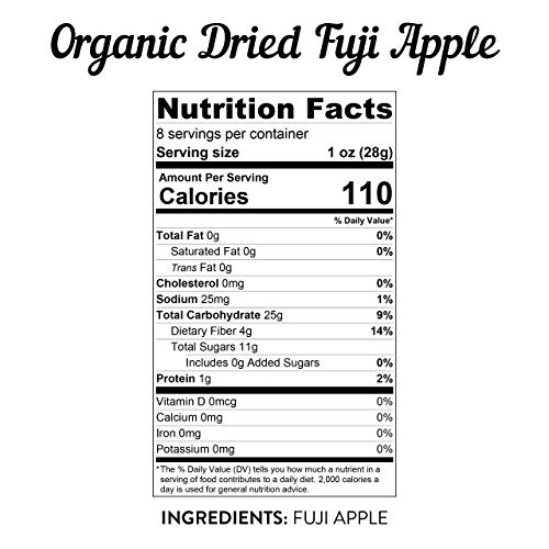 USA Grown Organic Dried Fuji Apple Slices 8 Ounce Bag (Pack of 2) - Seriously Just Fuji Apples, No Added Sugar, No Preservatives - Organic Dried Apples Multi-serving Bag Bundle - Thumbnail 2