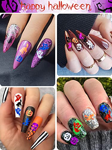 6 STÜCKE Halloween Nagel Pailletten Glitzer, EBANKU Kürbis Skelett Fuchs Nail Art Pailletten,Halloween Maniküre Nagel… – Bild 5