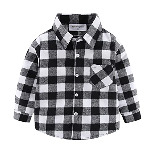 Image of Mud Kingdom Boys Plaid Flannel Shirt Long Sleeve Button Down Casual