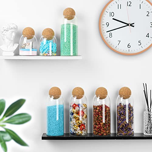 Image of ComSaf 1000ml Glass Storage Container with Ball Cork, 3Pcs Glass Jar with Cork Lid, Round Cork Glass Bottle, Coffee Jar with Wood Ball Lid for Bath Salt, Food, Coffee, Sugar,Tea, DIY Decoration