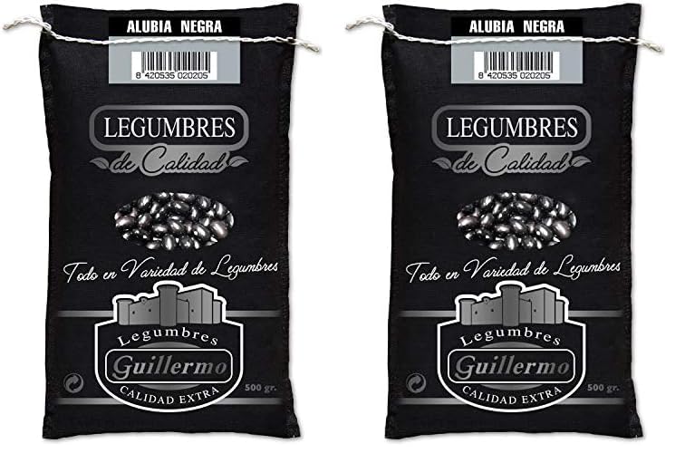 Guillermo | Alubia negra - Saco 500 g. | Gourmet | Calidad Extra | Alto contenido en proteína vegetal | Perfecta para veganos/vegetarianos (Paquete de 2)