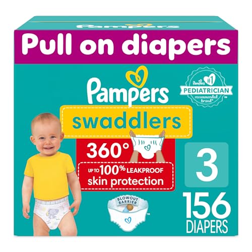 Image of Pampers Swaddlers 360 Pull-On Diapers, Size 3, 156 Count, One Month Supply, for up to 100% Leakproof Skin Protection and Easy Changes