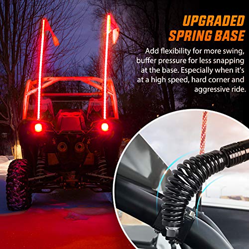 Image of Nilight - TL-27 2PCS 4FT Spiral RGB Led Whip Light with Spring Base Chasing Light RF Remote Control Lighted Antenna Whips for Can am ATV UTV RZR Polaris Dune Buggy Offroad Truck