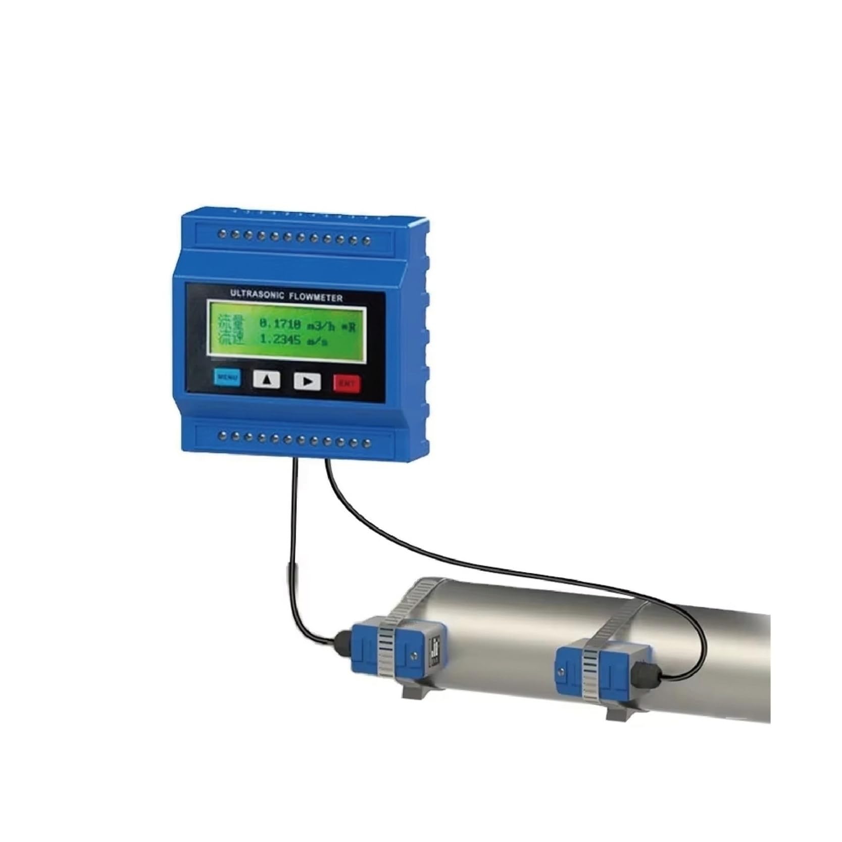 Caudalímetro ultrasónico con sensores de abrazadera TS/TM/TL-1, caudalímetro instantáneo acumulativo líquidos, DN15-DN6000 Alta sensibilidad(DN50-700)
