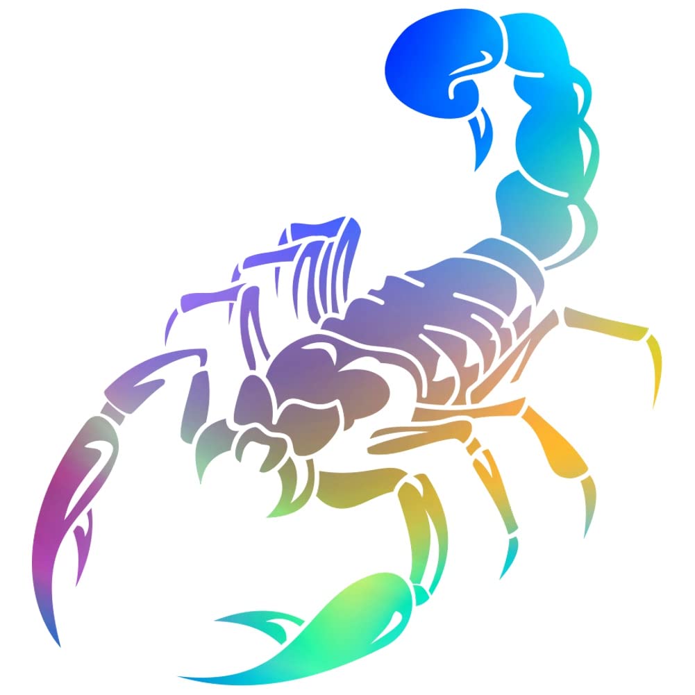 Scorpion Pattern Car Hood Sticker Animal Graphics Self-Adhesive Vinyl Decal Car Body Sticker 19.68'' x 18.89'', Holographic Laser