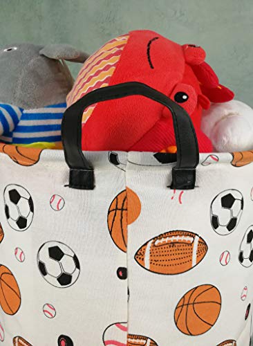 Image of Kids Laundry Hamper Clothes Gift Basket Storage Laundry Baskets Organizer Bin with Handles for Nursery Room (Balls)